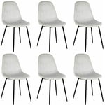 Altobuy - alessia - Lot de 6 Chaises Velours Côtelé Gris Clair