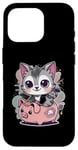 Coque pour iPhone 16 Pro Chat kawaii avec tirelire