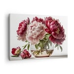 Impression sur Toile 70x50cm Tableaux Image Bouquet De Fleurs Vase Pivoines