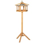 HOMCOM Mangeoire Mangeoire pour Oiseaux Sauvages sur Pied nichoir a Plateau Station a Oiseau Abris à Oiseaux Bois pour Exterieur 113 cm