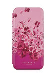 Ted Baker ALSTRO Pink Scattered Flowers Mirror Folio Phone Case for iPhone 13/14 Gold Shell