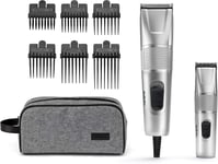 BaByliss Mens Steel Edition Battery Hair Clipper Trimmer with Wash Bag Gift Set