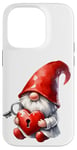 Coque pour iPhone 14 Pro Love Gnome And Red Heart Lock With Key For Valentines Day