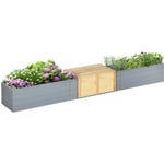 Banc de jardin jardinière 2 en 1 - OUTSUNNY - dim. 240L x 42l x 32H cm - bois sapin pré-huilé gris