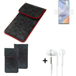 Cover for Motorola Moto E32s dark gray red edges Sleeve + earphones