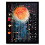Artery8 Ancient Solar System Codex Manuscript Sun Planets Abstract Warm and Cold Colour Code Oil Painting Artwork Framed Wall Art Print 18X24 Inch