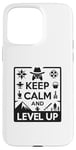 Coque pour iPhone 15 Pro Max Keep Calm and Level Up Gamer pour les joueurs amusants