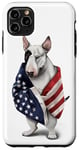 Coque pour iPhone 11 Pro Max Bull Terrier Dog Patriot Wrap dans le drapeau des États-Unis Amérique