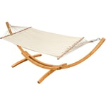 No Brand - amanka Hamac xxl avec Support en Bois Naturel Chaise Longue Suspendue pour Jardin Beige - beige