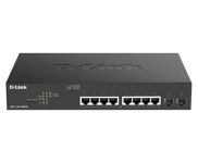 D-LINK – Verkkokytkin, 8xRJ45, 2xSFP, PoE+, Gigabit, musta/hopea (DGS-1100-10MPV2)