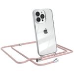 For Apple iPhone 13 Pro phone case with shoulder strap cord Case chain Rose Gold