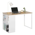 WOLTU Bureau d'ordinateur 120x60x75cm, Table de Bureau avec 4 Compartiment Ouvert, Table de Travail avec Rangement PC Table en Aggloméré et Acier,Chêne Clair