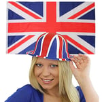 UNION JACK FLAG & PLASTIC BOWLER HAT UK BRITISH TEAM GREAT BRITAIN FANCY DRESS