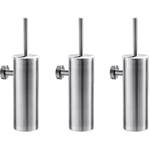 Auralum - 3pcs Brosse de Toilette avec Porte-balai wc Mural Inox Salle de Bains Toilettes