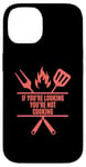 iPhone 14 Funny Cooking BBQ Grilling Mom Dad in Living Coral color Case