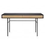 Bureau 2 Tiroirs en Bois "Stripe" 130cm Chêne & Noir