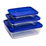 Clear Glass Baking Dish 3pc Pyrex Cook & Freeze Set w/ Airtight Lids Roast Store