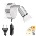 Lampe de lecture LUNARA interrupteur fiche + ampoule LED GU10 blanc chaud 3