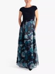 chesca Floral Fit and Flare Maxi Dress, Navy/Multi