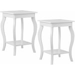 Table de Chevet, Bout de Canapé Carré avec Patins Antidérapants, Table d'Appoint pour Chambre, Salon, 40 x 40 x 60 cm (Blanc, Lot de 2) - Costway