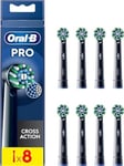 Oral-B Pro Cross Action Lot de 8 têtes de brosse à dents électrique en forme de X et poils coudés pour enlever la plaque dentaire Noir