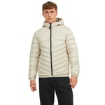 Jack & Jones Mens Hooded Padded Jacket - Cream - Size X-Large