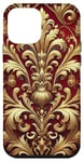 Coque pour iPhone 12 mini Motif baroque rouge et beige royal