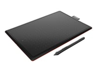 Wacom One By Wacom - Digitaliserer - Høyre- Og Venstrehåndet - 21.6 X 13.5 Cm - Elektromagnetisk - Kablet - Usb - Svart, Rød