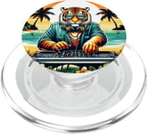 Funny Tiger Dj Headphones Graphic for Men Women Kids PopSockets PopGrip for MagSafe