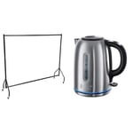 Amazon Basics Clothes Rail Garment Rail, 1.82 x 1.52 m, Black & Russell Hobbs 20460 Quiet Boil Kettle, Brushed Stainless Steel, 3000W, 1.7 Litres