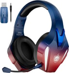 Casque Gaming sans Fil, Wireless Casque de Jeu, pour PS4/PS5/PC/Switch, Récepteur 2.4GHz, Son 7.1, Microphone Antibruit, Lumières LED