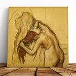 Big Box Art Canvas Print Wall Art Edgar Degas After The Bath | Mounted and Stretched Box Frame Picture | Home Decor for Kitchen, Living, Dining Room, Bedroom, Hallway, Muli-Colour, 14x14 Inch