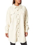 Urban Classics Women's Ladies Long Corduroy Overshirt Shirt, whitesand, XS