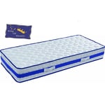 Matelas 90x190 Mousse Poli Lattex Indéformable - Face Hiver avec Laine Merinos - Face été avec Lin - Hauteur 29 cm - Trés Ferme + Protège Matelas