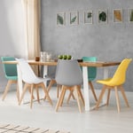 Lot de 6 chaises scandinaves sara mix color pastel jaune, blanc, gris clair x2, vert mentholé x2 - Multicolore