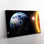 Big Box Art The Sun & Earth Canvas Wall Art Print Ready to Hang Picture, 76 x 50 cm (30 x 20 Inch), Black, Brown, Blue, Grey, Yellow