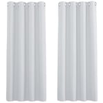 PONY DANCE Rideau Blanc Occultant - Décoration Maison Rideaux Isolant Thermique Draperies à Oeillets Lumineux Bloquer Anti UV, 132 cm Largeur sur 137 Hauteur, Gris Blanc, 2 PCs