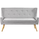 Canapé Banquette 2 Places avec Revêtement en Tissu Gris Clair et Piétement en Bois pour Salon Couloir ou Cuisine au Style Rétro et Scandinave Beliani