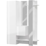 Dmora - Meuble d'entrée Dcriscion, Armoire multifonctionnelle avec 2 portes, Cintre mural avec 2 miroirs, 140x35h190 cm, Blanc