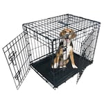 Ellie-Bo Cage pour Chiens et Chiots, Cage Pliable à 2 Portes Avec Plateau Métallique Anti-Mâchonnements, Taille S 61 cm, Noir