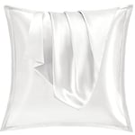 Vielit Taie Oreiller Satin 60x60 Lot de 2,pour Cheveux,Similaire Aux Taie d Oreiller en Soie,Housse de Coussin 60x60,Taies d'oreillers certifié Oeko-Tex Ivoire