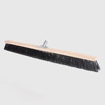 La Briantina Brosse à Dents Industrielle 100 cm, Lattes en hêtre et greffage poignée en Fer galvanisé, Fibres plumées en PVC Noir