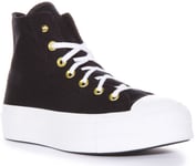 Converse All Star Hi Top Platform A05453C In Black Gold Studd Size UK 3 - 8