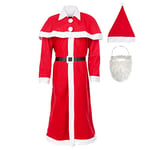 Idena 8580108 - Set de déguisement de Père Noël, Santa, Nicolas, bonnet, barbe, manteau, ceinture, cape