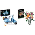 LEGO 10298 Icons Vespa 125 Scooter & 10280 Icons Flower Bouquet, Artificial Flowers, Set for Adults, Decorative Home Accessories, Gift Idea for Her & Him, Botanical Collection