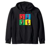 Colorful Cool Chicken Art, Crazy Chicken Rooster Family Zip Hoodie