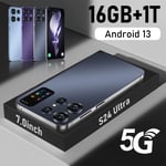 Smartphone Android S24ultra Nouveau Modèle Avec Mémoire Internationale de 16+1TG Livraison Directe Couleur Noire Non Convient pour l'Utilisation en Chine