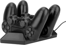 Chargeur Manette Ps4, Station De Charge Compatible Avec Manette Playstation 4/ Ps4 Slim/ Ps4 Pro, Support Double Micro Usb Pour Recharge Rapide De Ps4 Manette - Noir