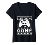 Womens Ugly Xmas Sweater Video Game Controller Gamer Christmas V-Neck T-Shirt