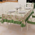 PETTI Artigiani Italiani - Nappe de Table en Plastique avec Volants - Nappe d'extérieur imperméable en Coton - Motif Lidia Vert - 6 Places (140 x 180 cm) - 100% fabriquée en Italie